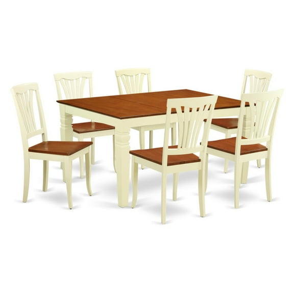 WEAV7-BMK-W East West Furniture Kitchen Table Set- a Dining Table and Dining Chairs, Buttermilk & Cherry(Pieces Options) WEAV7-BMK-W 6