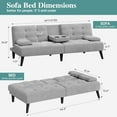 thumbnail image 2 of Meilocar Futon Sofa Bed, Modern Sofa Couch, Adjustable Recliner Sofa Bed for Living Room, Office, Guest Room Removable Armrest, 2 Cup Holders, Adjustable Backrest, Light Grey, 2 of 6