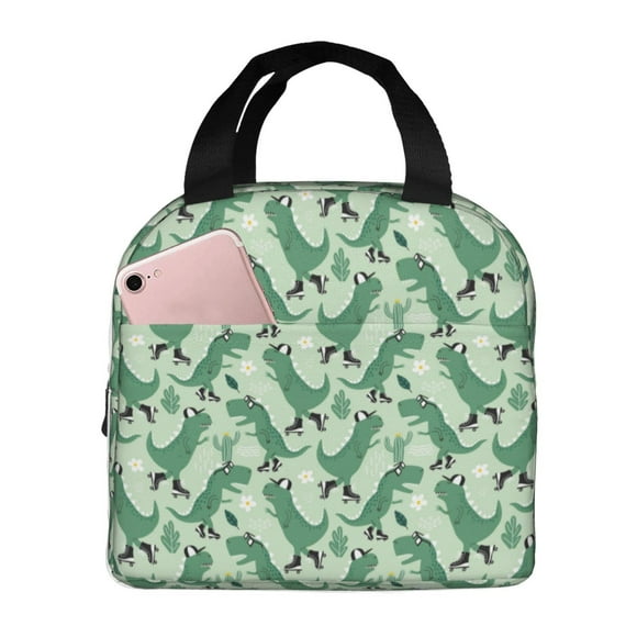 Disketp Dinosaurs on Roller Skater Bolsa Térmica para Almuerzo para Hombre y Mujer, Ideal para Trabajo, Senderismo y Picnic