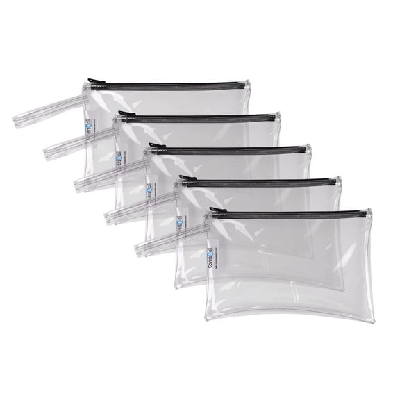 Clear Vinyl Zippered Tool Bag, Heavy-Duty Waterproof Organizer Pouch for Tools & Makeup Storage (Pack of 5)