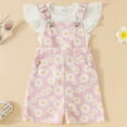 thumbnail image 2 of Fsqjgq Toddler Clothes Trendy Girls Clothes Child Outfits Cute Baby White Flying Sleeve T Shirt + Suspenders Flower Print Set for Baby Girls Comfy Clothing Sets Baby Girl Outfits Kids Sets Size 4, 2 of 5