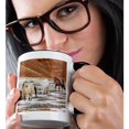 thumbnail image 2 of 3drose, Usa, Wyoming. Hideout Horse Ranch, Horses in Snow. Pr 2, 15oz Two-tone Black Mug, 2 of 6