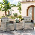 Patio Furniture Set Small Outdoor Wicker Rattan Front Porch Bistro Set