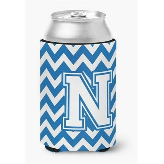 Letter N Chevron Blue & White Can or Bottle Hugger, 0.25 x 4 x 5.5 in.
