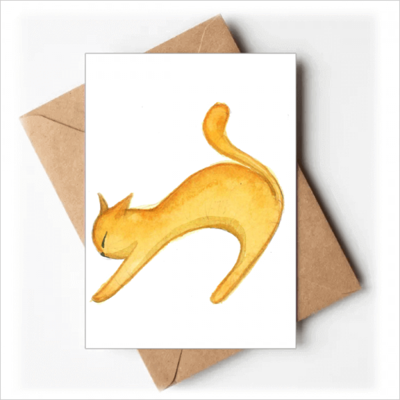 Miaoji Painting Orange Cat Watercolor Greeting Cards You are Invited Invitations