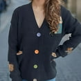 thumbnail image 5 of Jjayotai Women's Cozy Solid Cardigan with Colorful Buttons and Floral Embroidery Perfect Cardigans for WomenTrendy Navy M, 5 of 5