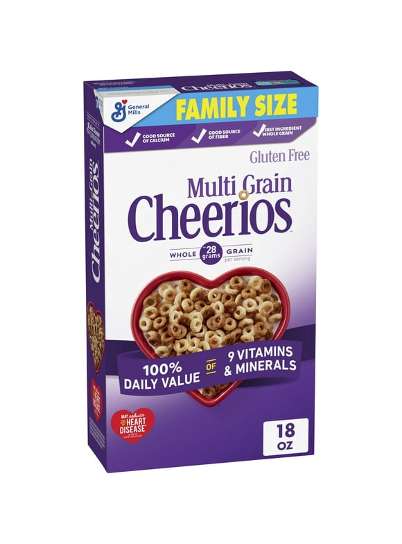 Multi Grain Cheerios Heart Healthy Cereal, 18 OZ Family Size Cereal Box