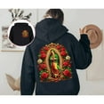 thumbnail image 3 of Our Lady of Guadalupe Hoodie Pullover – Virgen de Guadalupe Graphic Sweatshirt with Roses, Religious Catholic Pullover for Men and Women, 3 of 5