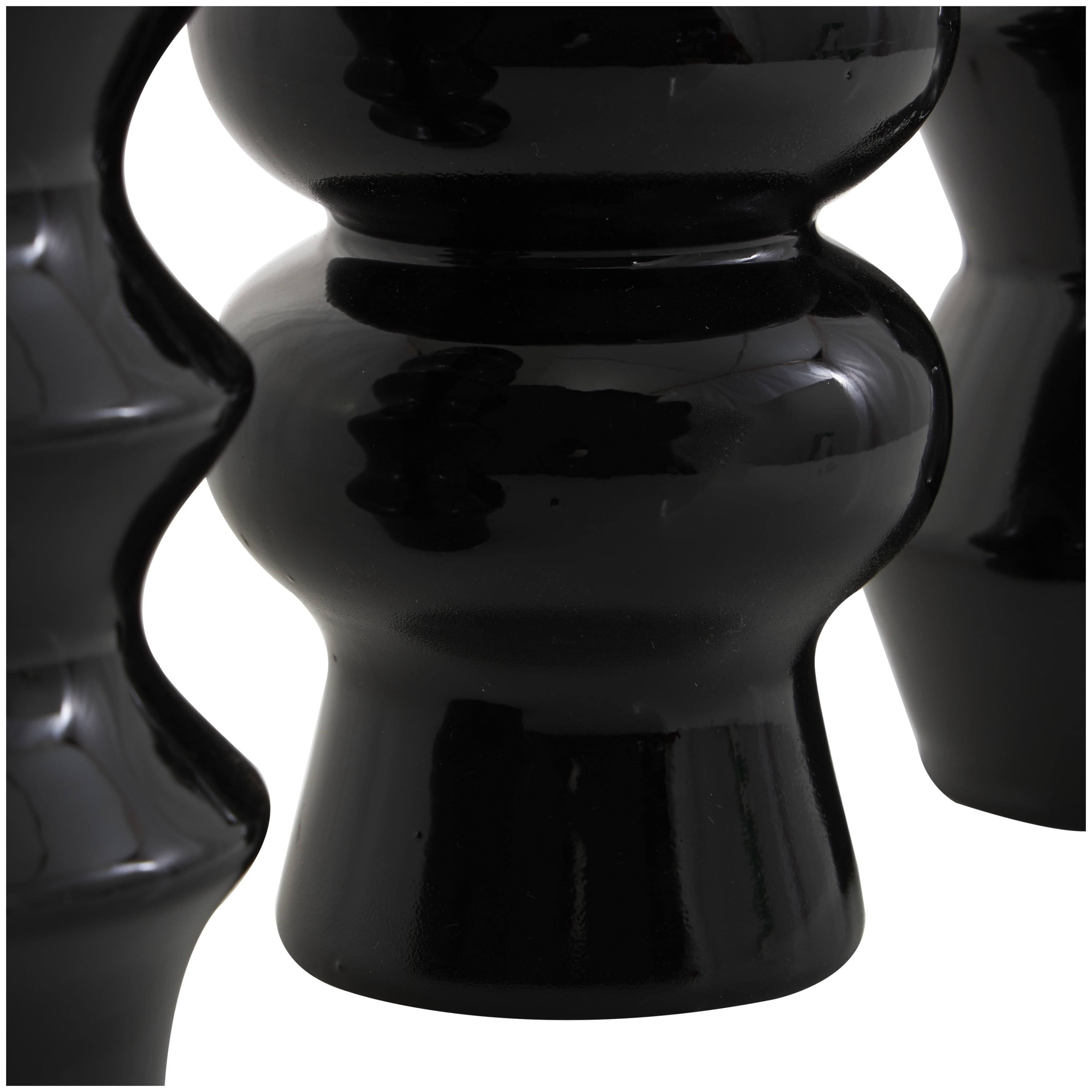 DecMode 3"W, 11"H Abstract Bubble Inspired Black Ceramic Vase with Varying Shapes, Set of 3