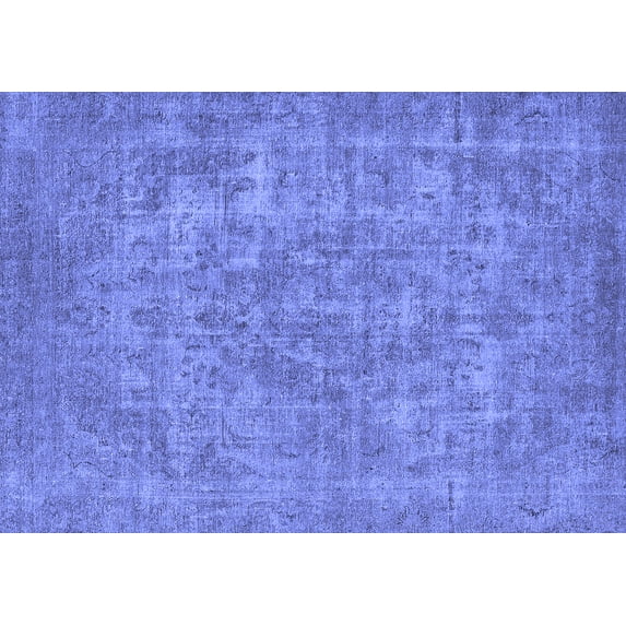 Ahgly Company Machine Washable Indoor Rectangle Oriental Blue Industrial Area Rugs, 7' x 9'