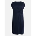 thumbnail image 4 of Terra & Sky Women's Plus Ruched Front Maxi Dress with Short Sleeves, Sizes 0X-5X, 4 of 4