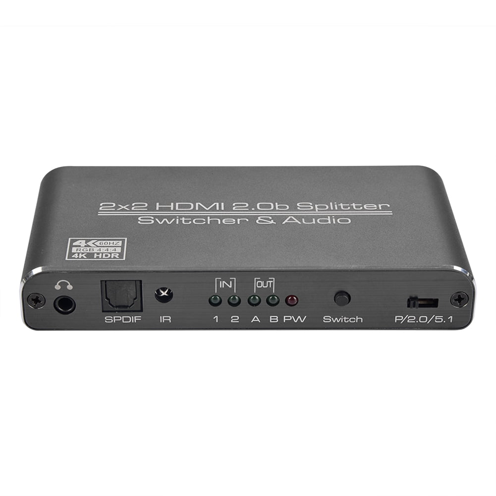 Black 2x2 HDMI 2.0 Matrix 4k 60Hz HDMI Switch Splitter 3D HDCP 2.2 HDR 