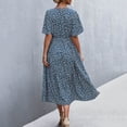 thumbnail image 4 of Boho Dresses for Women Polka Dot Short Sleeve Wrap V Neck Midi Dress Casual Summer A Line Flowy Beach Sundress with Belt, 4 of 4