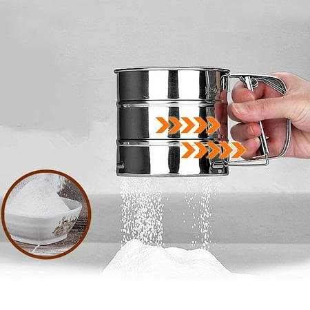 Stainless Steel Manual Baking Mesh Flour Icing Sugar Sifter Cup Baking Shaker Kitchen Sieve For Flour Sifting Home Kitchen