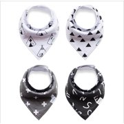 Baby Bandana Drool Bibs Set 4-Pack Unisex Absorbent Cotton Triangles and Letters