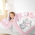 thumbnail image 4 of Homewish Cute Elephants 3 Pieces Queen Comforter Set For Preppy Children,Jungle Animal Ultra Soft Bedding Sets,Pink Grey Bedding Comforter Set,Super Cozy Room Decor,Reversible, 4 of 8
