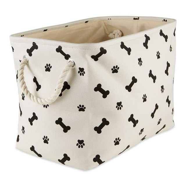 Design Imports CAMZ12461 Paw & Bone Rectangle Polyester Pet Bin, Black - Medium