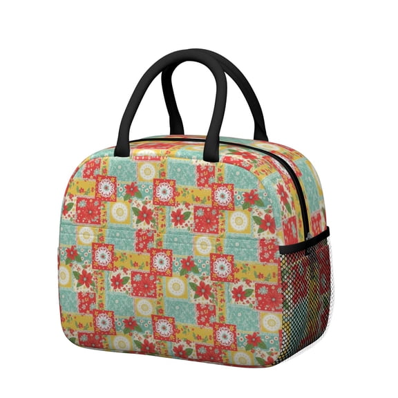 Womens Pioneer Flower Floral Print Pattern Lunch Box for Work,Insulated Lunch Bag for Women,Loncheras Para Mujer,Leakproof Adult Lunch Bag for Work,Beach,Travel,Picnic,Camping