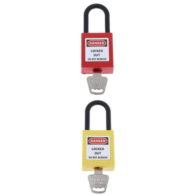 Candado de bloqueo de seguridad Premium kusrkot 2 Piezas Rojo Amarillo Con Grillete de Nylon Aislado Para Puerta de disyuntor