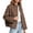 A01 Brown, variant on Maqroz Womens Polka Dot Jackets Long Sleeve Full Zip Up Stand Collar Coat Lightweight Fall Casual Daily Fashion Windbreaker Outerwear with Pockets