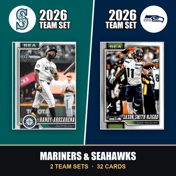 Collectible 2026 Topps Seattle Mariners & Seahawks Team Set Combo - Baseball + Football 2-Sport Bundle - Randy Arozarena & Jaxon Smith-Njigba