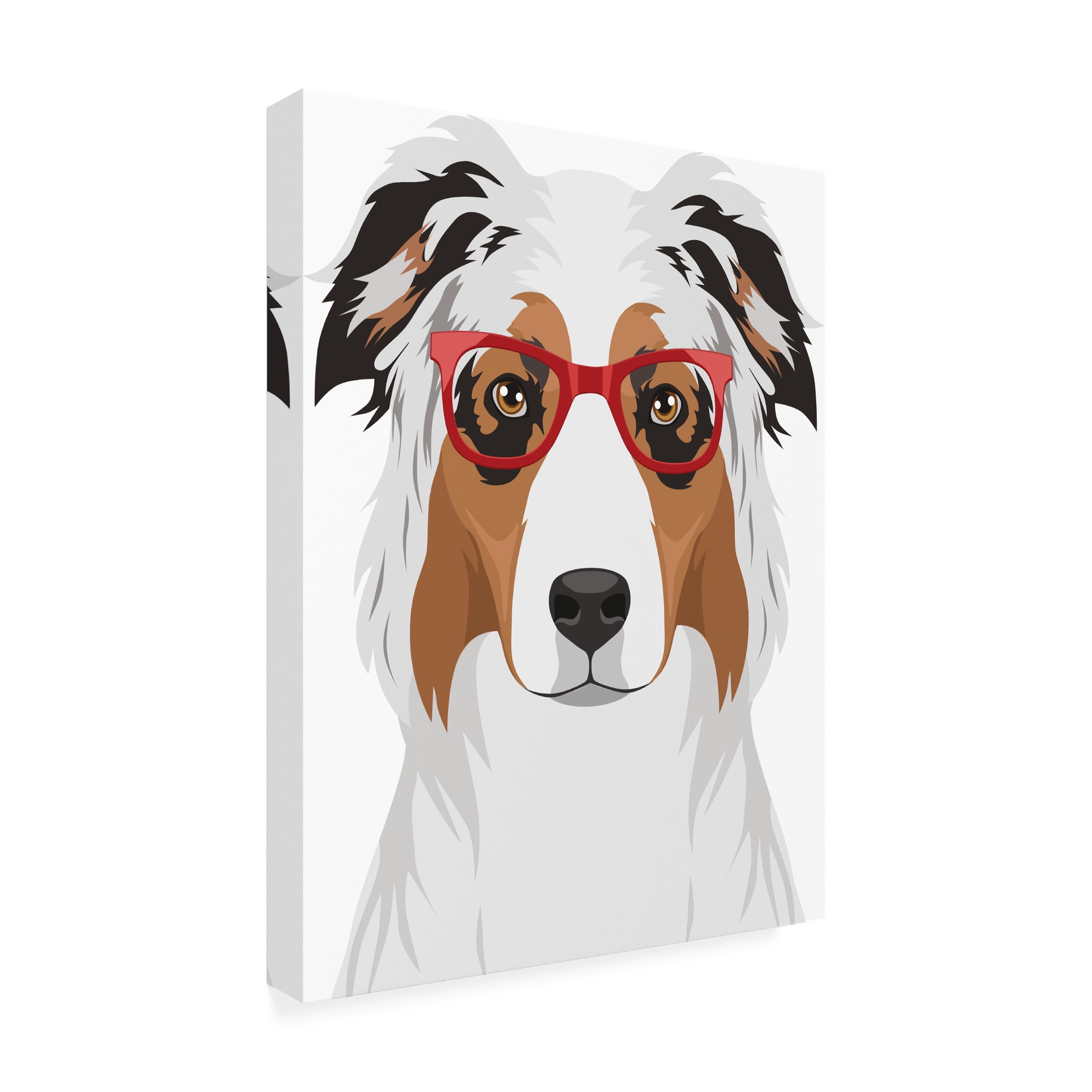Furbaby Affiliates 'Australian Shepherd Wearing Hipster Glasses' Canvas Art
