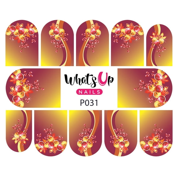 Whats Up Nails P031 Holly Frenzy Water Decal Sliders for Nail Art Design