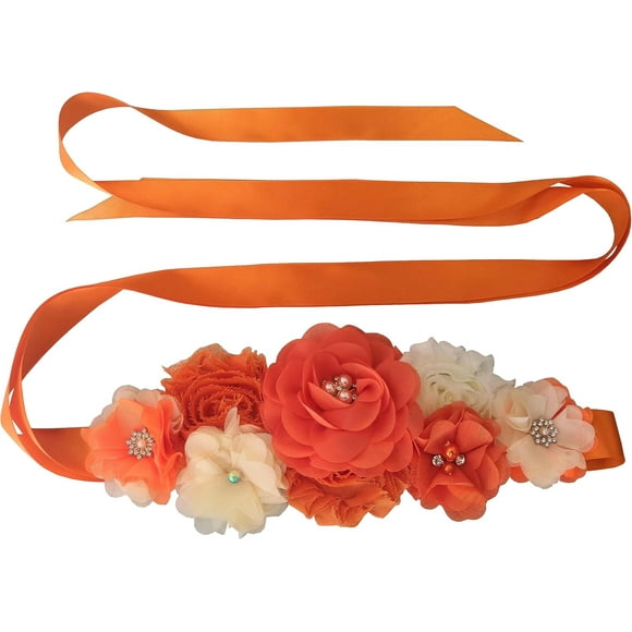 SHIQI-Wedding Bride Belt Sash Floral Sash Belts for Maternity Dresses Floral Belt Sash Girls Women Baby Shower Sash Belt
