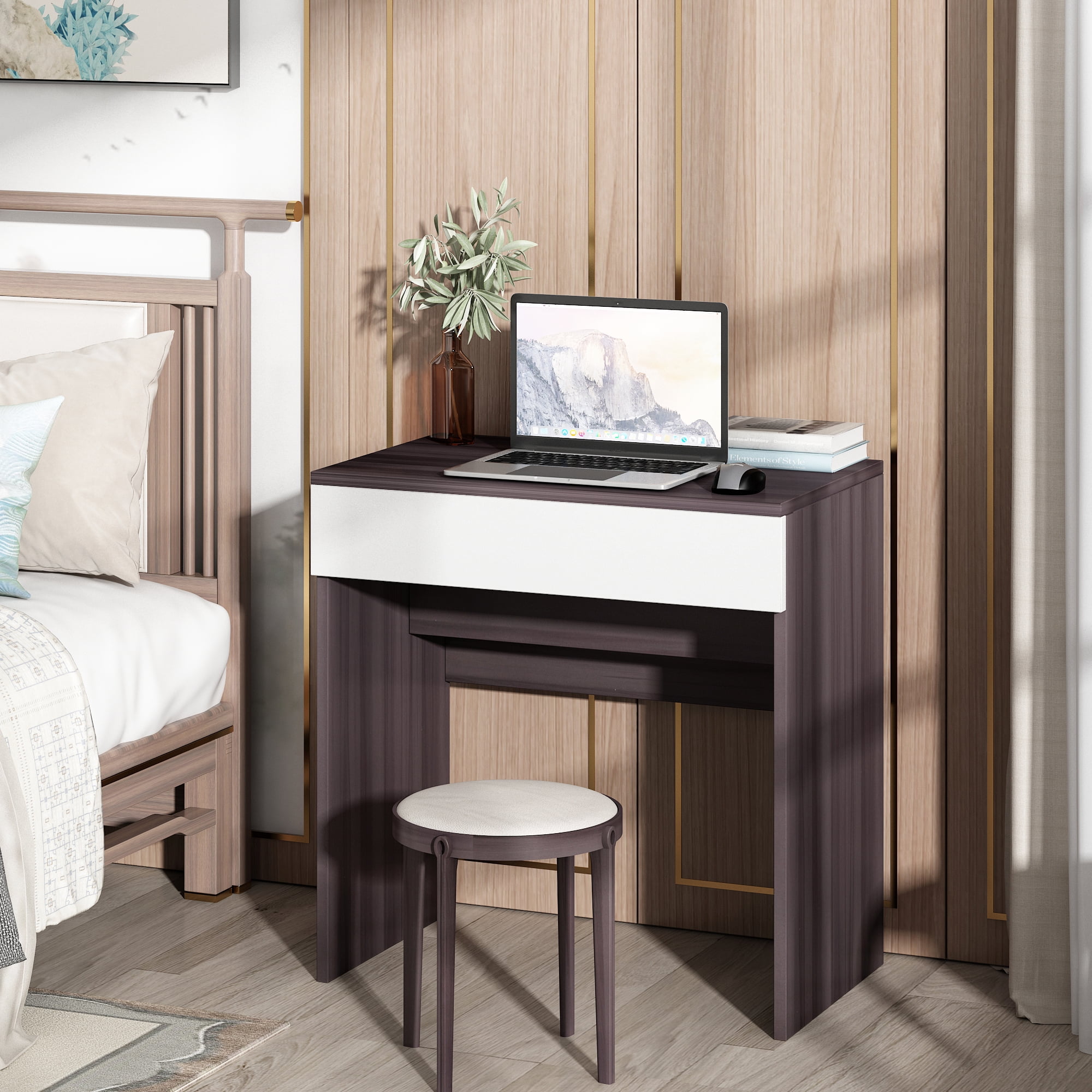 Jaxpety Vanity Makeup Dressing Table W/Flip-Up Mirror and Jewelry Storage  Space Chic Dresser Vanity Table,Ebony&White - Walmart.com