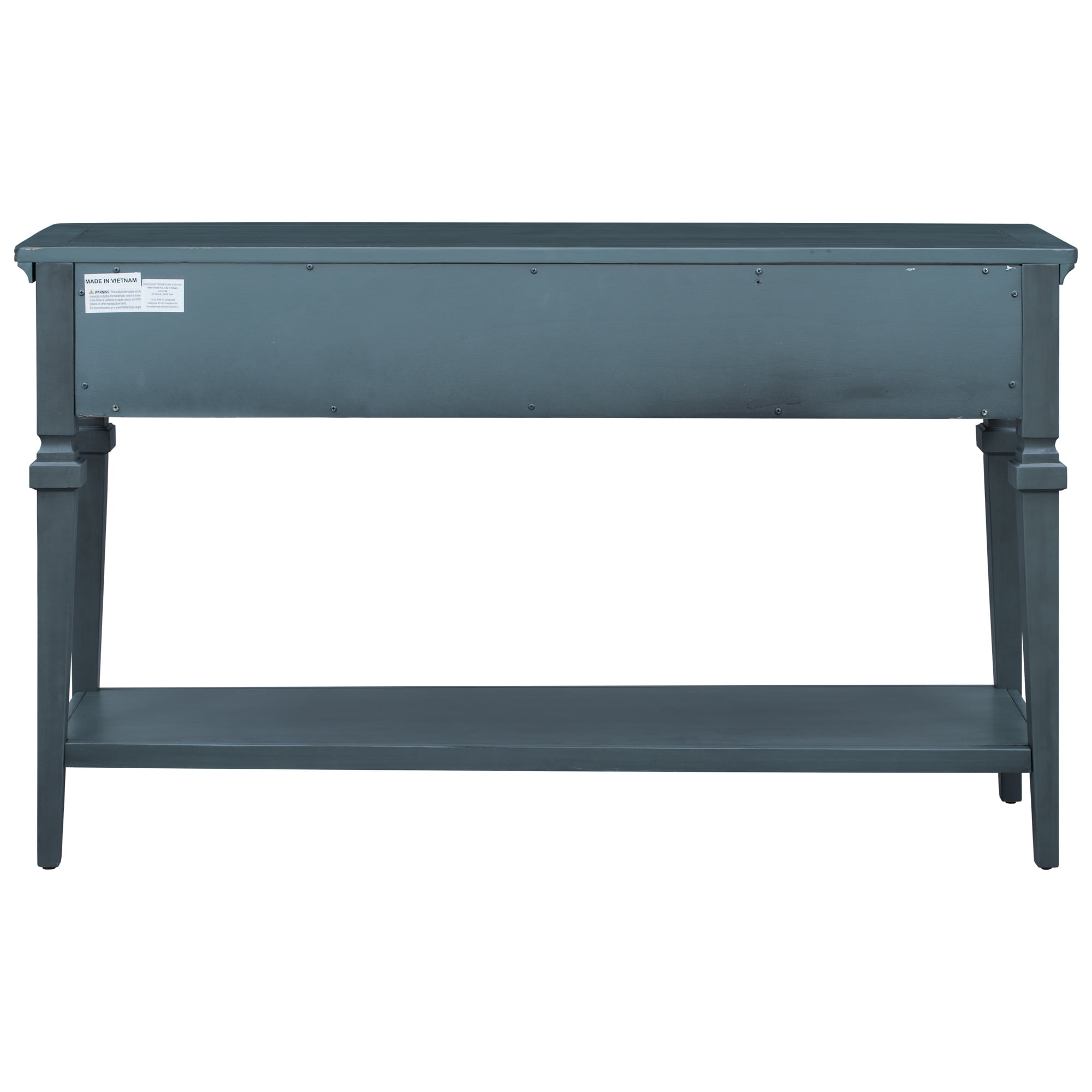 PORKISS 50" Console Table with 3 Storage Drawers, Narrow Long Entryway Table with Bottom Shelf, Vintage Sofa Table with Wood Frame for Living Room Entryway/Hallway/Foyer, Navy