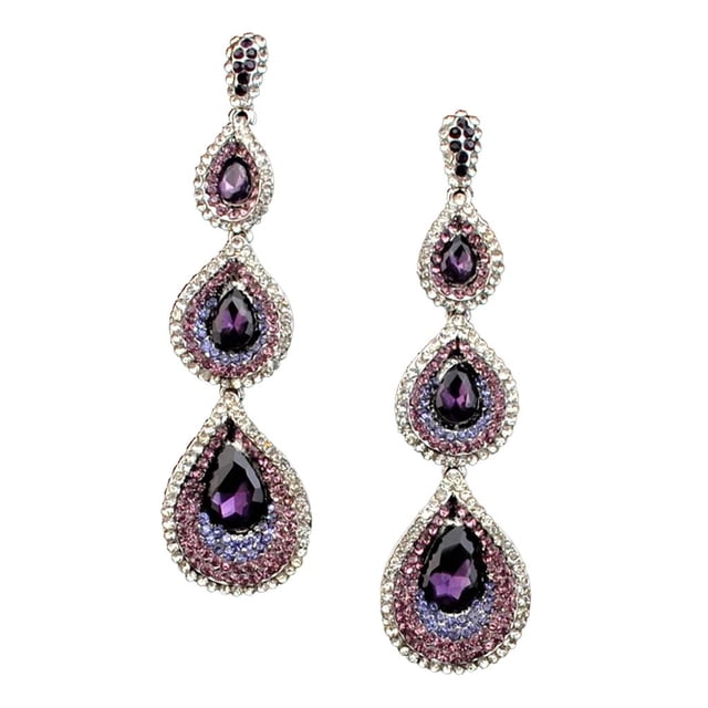 Joyas De Aleación De Agua Pendientes De De Imitación Pendientes De Botón De Joyería Púrpura Salvador Perno prisionero del oído del Rhinestone