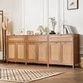 thumbnail image 1 of VEVOR Rattan Cabinet with 6 Doors 3 Drawers Adjustable Shelves Set of 3 Natural, 1 of 9