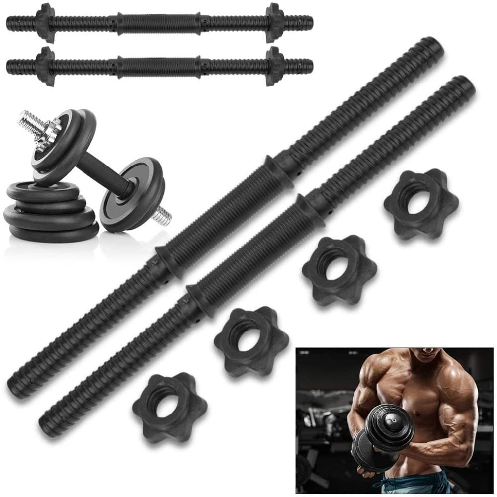 Pack of 2 Dumbbell Bars Handle Weight Lifting Spinlock Set for Home Workout 