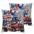 thumbnail image 2 of JRXY 4th of July Pillow Covers Independence Throw Pillow Covers Memorial Day America Patriotic Stripes Stars Trucks Pillow Cases Decorations for Holiday Home Sofa Couch,Set of 2 White, 2 of 6