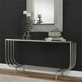 thumbnail image 2 of Allora Contemporary Glass Top Accent Console Table in Bright Silver, 2 of 6