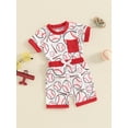 thumbnail image 4 of Musuos Baby Boys Shorts Set, 0-3 Years Baseball Print Short Sleeve T-shirt with Elastic Waist Shorts Summer Outfit for Daily Casual, 4 of 10