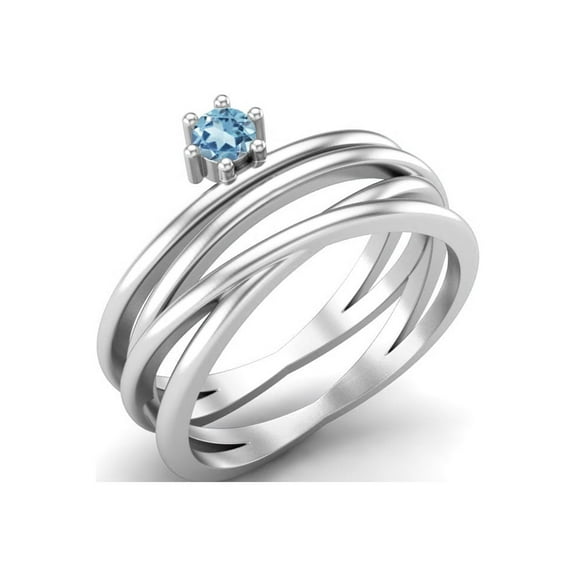 3mm Round Blue Topaz 925 Sterling Silver Twisted Valentines Day Gifts Ring