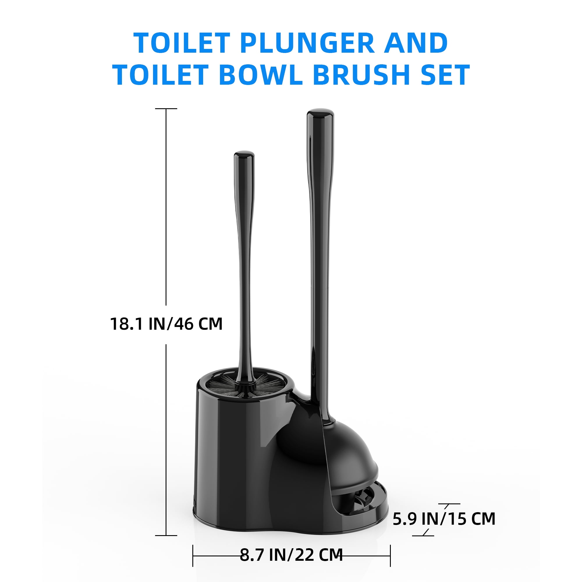 MR.SIGA Toilet Plunger and Bowl Brush Combo, Black, 1 Set,for Adult