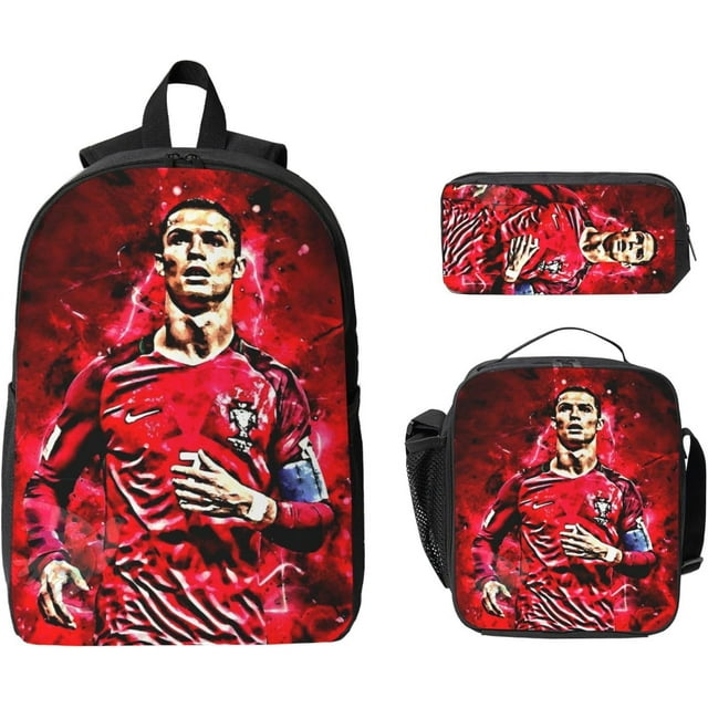 Soccer Backpack Player #7 Backpack with Lunch Box & Pencil Case Lightweight Casual Knapsack for Trave