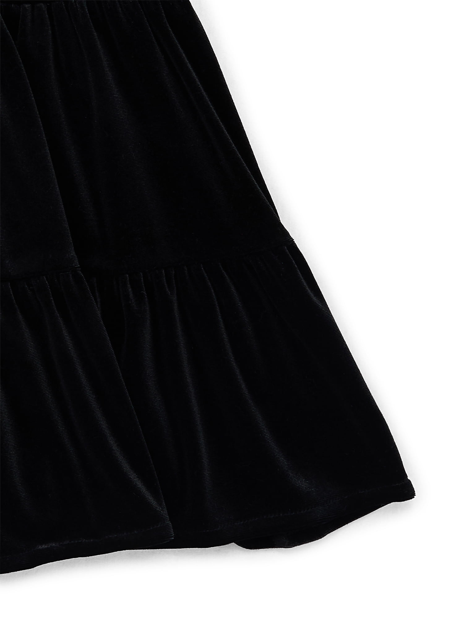 Wonder Nation Toddler Girls Tiered Velvet Dress with Puff Sleeves, Sizes 12M-5T
