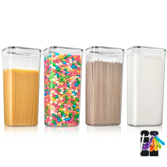 Sorbus 4 Pack Airtight Cereal Dispenser Canister Set with Lids - Easy Pour, Stackable, Store Dry Food, Rice Pasta and more