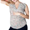 thumbnail image 1 of ZTTD Hauts de Maternité pour Femmes, Blouse à Rayures Imprimée Col en V, Manches Courtes, Tailles S-2TG, 1 of 9