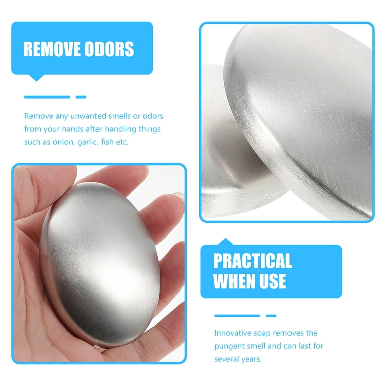 Stainless Steel Soap, 2Pcs Stainless Steel Kitchen Soap Bar Odor Remover  Bar Eliminating Odor Remover