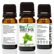 biofinest sweet basil oil - 100% pure sweet basil essential oil - premium organic - therapeutic grade - aromatherapy - best for flu - help to ease fatigue - remove odors - free e-book (10ml)