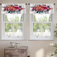 thumbnail image 2 of LALILO Kitchen Curtain Valance Watercolor Flowers Red Navy Rod Pocket Window Curtain 52"x 18" Set of 2, 2 of 5