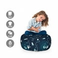thumbnail image 2 of Space Storage Toy Bag Chair, World's Orbit with Spaceships Astronauts Satellites and Moon, Stuffed Animal Organizer Washable Bag, Small Size, Teal Blue, by Ambesonne, 2 of 3
