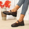 thumbnail image 6 of Avrnliq Brown Womens Mary Jane Platform Shoes Chunky Sole Loafers with Adjustable Buckle, Comfortable Cushioned Walking Shoes for Women, Casual Versatile Synthetic Flat,Size 39, 6 of 9