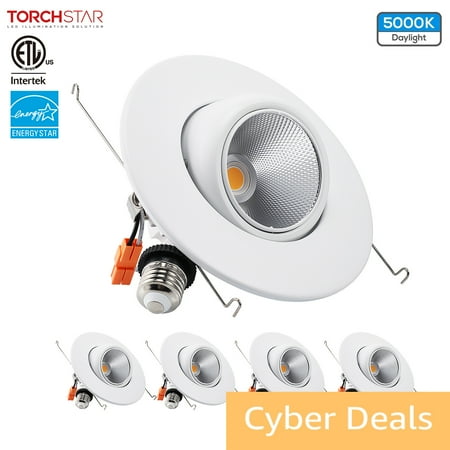 4 Pack Dimmable LED Recessed Downlight  Adjustable Retrofit Ceiling Light  6 Inch  ETL Listed  5000K Daylight