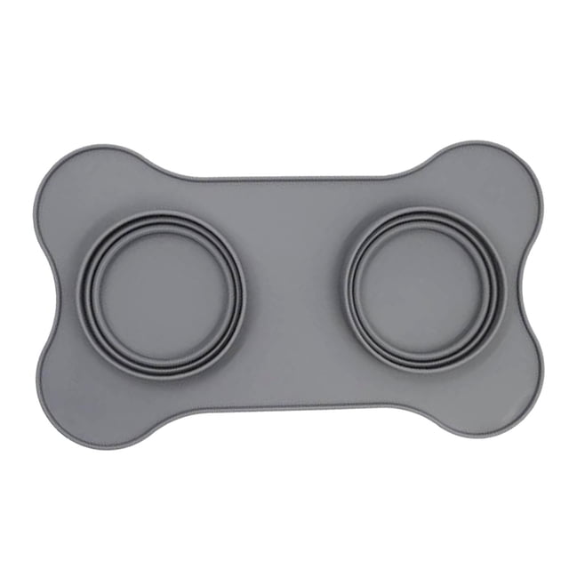 Pet Puppy Silicona Impermeable Alimentación de alimentos No cuenco Mantel de alimentación Gris Sunnimix mantel individual para mascotas