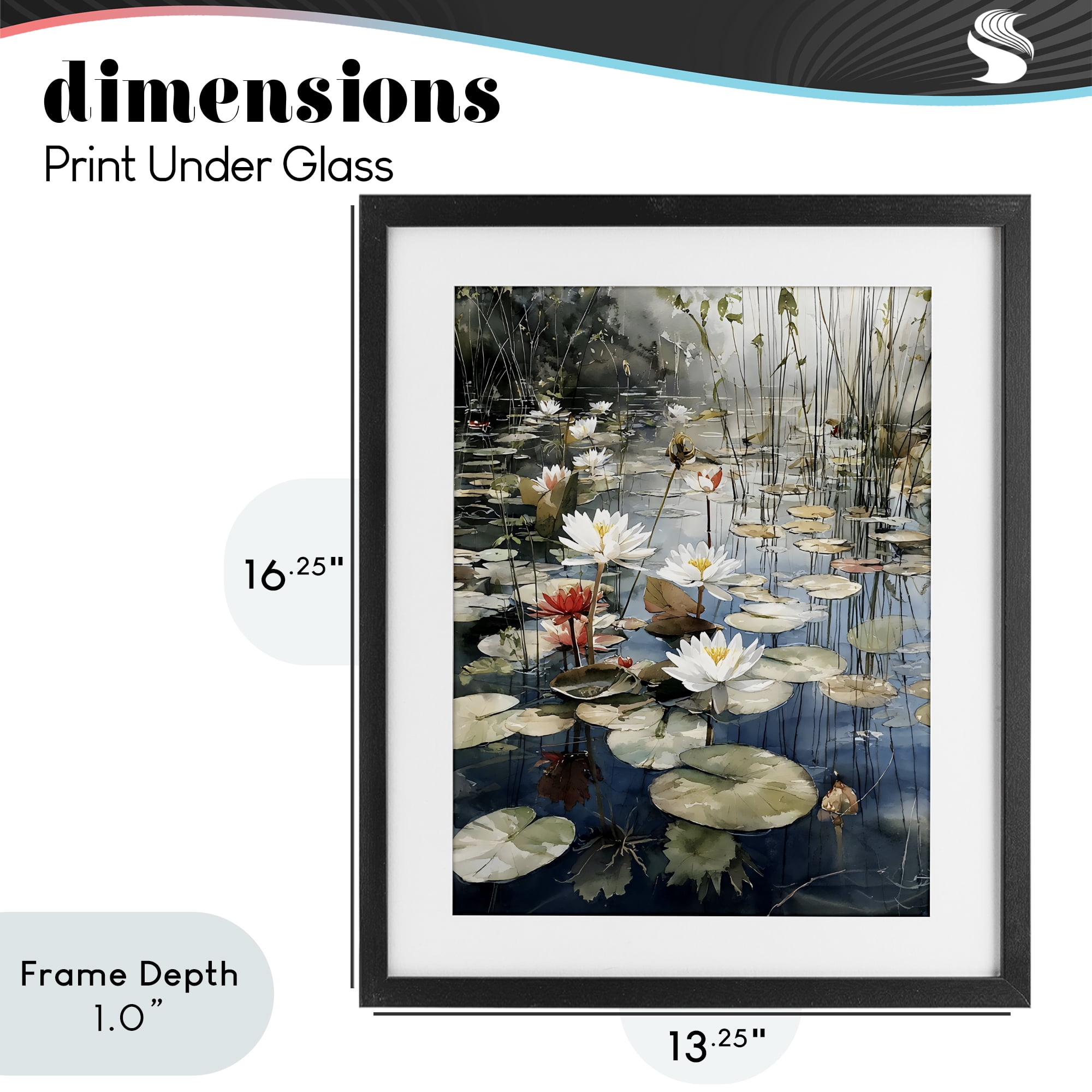 Stupell Industries Lily Wonder Pond Black Framed Print Under Glass, design by Franklyn Gregory